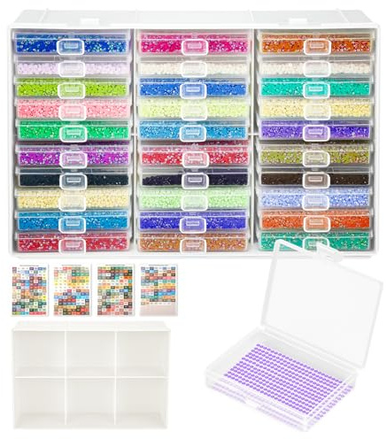 Tenflyer 30 contenitori per pittura con diamantini, vassoi con coperchio, contenitore per pittura con diamantini, organizer per perline artistiche con diamanti