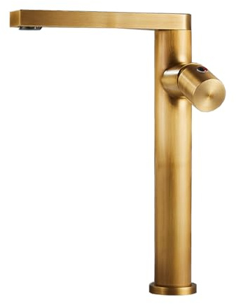 TYMYW Rubinetto Bagno Ottone Antico Girevole A 360° Rubinetto Alto per Lavabo da Appoggio Monocomando Miscelatore