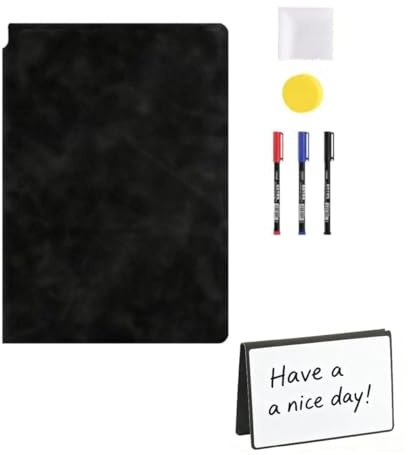 Pevlkawr Tableau Blanc A5 Effaçable à Sec 24x17 cm Mini Tableau Blanc Portable avec 3 Marqueurs et 1 Chiffon Double Face pour Bureau École Maison Organisation Idées