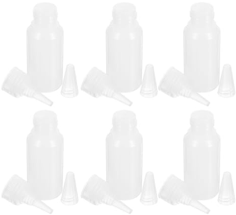 TOPBATHY 6pezzi Fiale di Plastica Trasparente Tappo Tenuta Stagna per Vernice Lozioni Colla Liquidi Artigianato Fiale con Applicatore Vuote Comprimibili