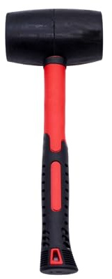 LEREAMTP Rubber Mallet, 32oz, Red and Black, Fibreglass Handle