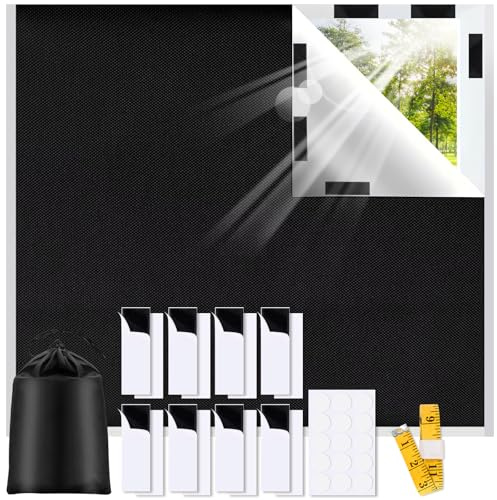 Blackout Blind, 200 x 145 cm Portable Temporary Blackout Curtains Stick on Blinds for Windows Fits Any Size Shape with Strong adhesive and Velcro for Bedroom, Nursery, Loft (200 * 145)