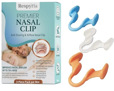 Respyria Nasal Expander, Nose Clip Helps Improve Airflow Soft, Flexible, Non-Slip Design for Nighttime Breathing Support Suitable for Nighttime and All-Day Use