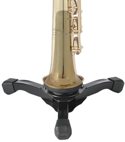 Soporte para saxofón soprano – Base de soport para trípode plegable | portátil, para instrumentos para clarinete, flauta, oboe, accesorio musical | Soport-de saxofón recto estable para exhibic