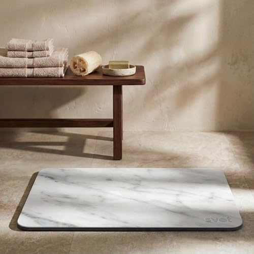Svet - Alfombra Diatomita Baño - Secado Rápido y Ultra Absorbente, Antideslizante, Antibacteriana y Antihongos, Alfombrilla Baño Diatomita de Piedra. (Mármol Clásico)