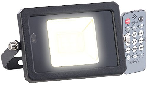 Luminea LED Scheinwerfer: Wetterfester LED-Fluter, Radar-Bewegungssensor, Fernbedienung, 10 W (Außenstrahler mit Fernbedienung, Strahler mit, Dimmer)