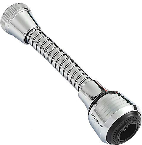 Flexible Faucet Sprayer 360 °Aerator ABS Polished Chrome for Kitchen Sink Tap Cold Hot Water (Sliver）