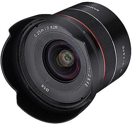 Samyang AF 18 mm F2.8 FE (minuscule mais super large) - Autofocus plein format et objectif à focale fixe APS-C Sony E E-Mount pour Sony Alpha A9 A7 A6600 A6500 A6400 A6300 A6000 A5100 A5000 Nex Camera