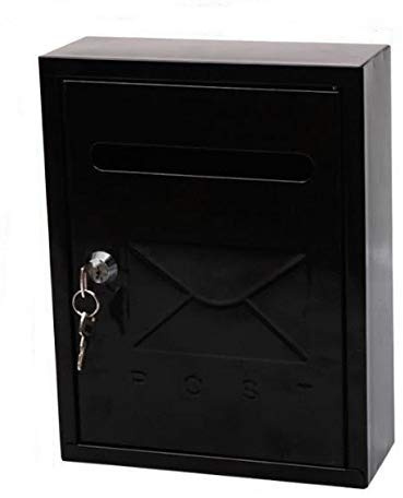 Buzón Exterior Metálico, 3 Colores, Motivo Casita, Correos Exterior, Para Cartas Y Correo Postal, De Pared, Espacios Reducidos, Una Ranura Y Cerradura (NEGRO)