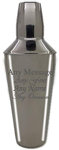 Personalised Engraved Cocktail Shaker with Strainer, Perfect for Any Cocktail Lover, Great for Any Occasion