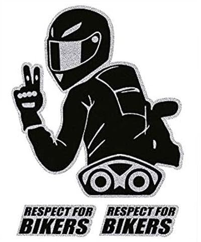 4R Quattroerre.it 32104 Autocollant surmoulé Respect for Bikers 10 x 12 cm, Noir