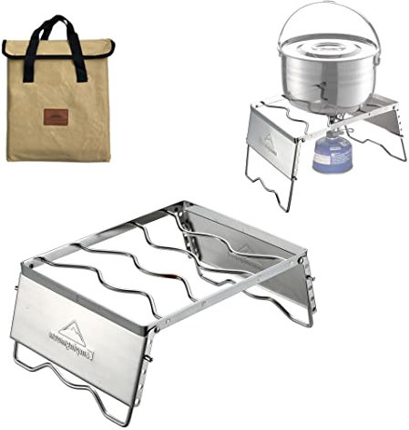Campingmoon MS-1018 - Parrilla portátil de acero inoxidable 304 para horno holandés con patas de parabrisas y bolsa de transporte
