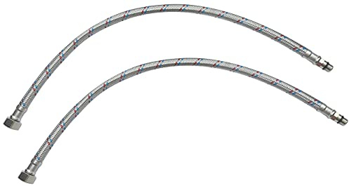 AERZETIX - C51109 - Satz von 2 Flexible schlauchleitungen für mischbatterie weiblich 3/8'' - männlich M10 - länge 500mm - flexible verbindung badezimmer küche - flexibel von sanitärarmaturen