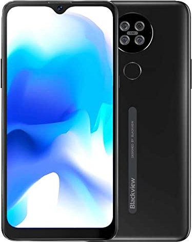 Blackview 4G Téléphone Portable Débloqué A80S, HD + 6,21 Pouces, Helio A25 4 Go + 64 Go, 13MP Quatre Caméras Arrière, Batterie 4200mAh, Smartphone Android 10 Dual SIM, Empreinte Digitale GPS Noir