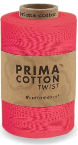 fuwi Prima Cotton Twist Baumwollgarn 0,8 mm - Mattes Häkel- & Strickgarn aus 100% Baumwolle, nicht mercerisiert - Für Spitzen, Tischdecken, Traumfänger & Weben, 1000 Meter (0060 - Bubblegum)