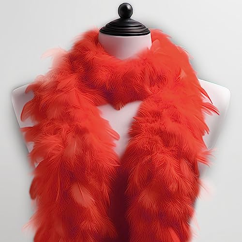Federboa einfarbig, Federdichten wählbar, Länge ca. 1,80m, Federstola Federschal Kostüm Karneval 20er Jahre Charleston Burlesque kuschelig Einheitsgröße (Rot)