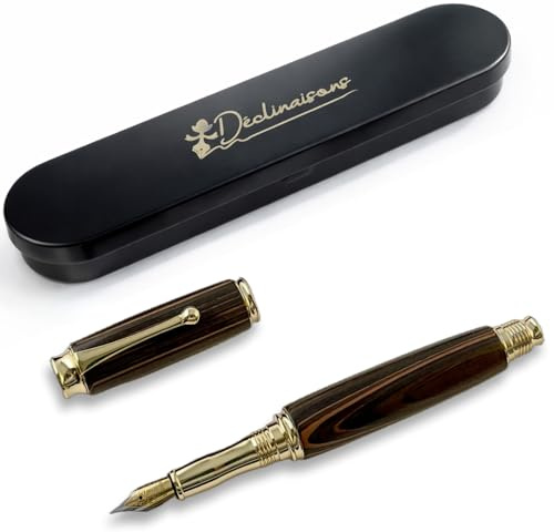 Déclinaisons - Premium-Füllfederhalter aus Macassar-Ebenholz, handgefertigt in Frankreich, personalisierbar mit Gravur, inkl. Metallbox | Geschenk zu Weihnachten, Promotion, Doktor, Anwalt