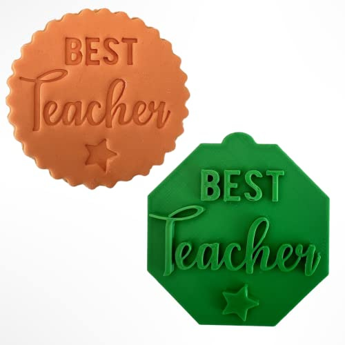 Best Teacher Fondant Stamp Debosser Cupcake Icing Cookie Decoration Cake End of Term (Small - 6cm)