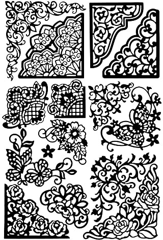Ideen mit Herz Stanzschablonen, Ornamentale Zierecken, 15 Stück