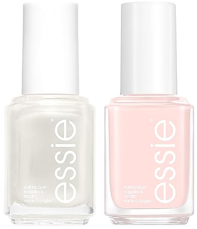 Essie Glazed Doughnut Nails Nail Polish Duo, Pink Iridescent, x1 Pearly White and x1 Mademoiselle Nail Varnish