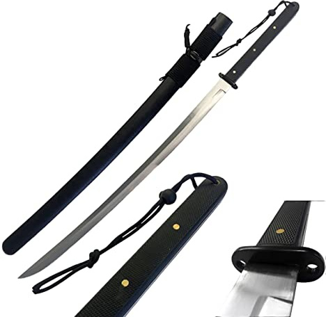 Machete scharf echt Japanisches Katana Schwert Scharf 95 cm Samurai Schwerter Scharf Echt für Erwachsene mit Scheide zum Training - Ninja Katana Metall - Stahl 1045 - Full Tang Konstruktion D129