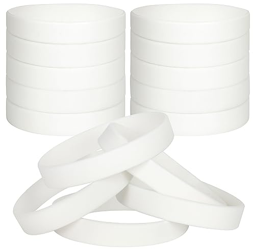 LVNRIDS 30 pezzi Braccialetti in silicone per bambini, braccialetti elastici in gomma per feste sportive Braccialetto Bianco