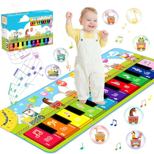 ZLPBAO Tapis Piano Bebe avec 7 Animaux, Tapis de Danse Musical Clavier Jouets Bébés 1-5 Ans, Tapis de Danse pour Enfants, Cadeaux d'anniversaire, de Noël, Jouets Musicaux pour Bébés Garçons Filles