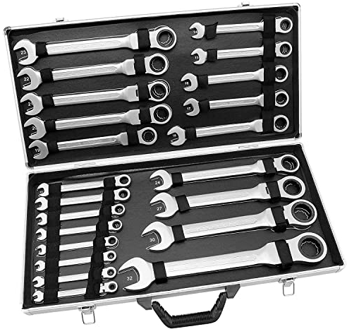JMorCO 22-Piece 6-32 mm Ratchet Wrench Set