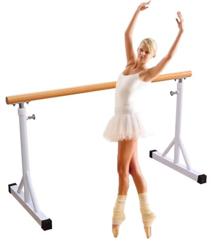 HamoM Ballettstange Mobile Ballettstange aus Stahl mit Griff aus Kiefernholz, höhenverstellbar von 80–120 cm, Übung für Beindrücken für Erwachsene und Kinder (Size : 2.5M/8.2FT)