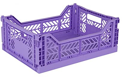 Ay-Kasa Caja plegable, estable, de plástico, apilable, té taro con leche, mediano (40 x 30 x 14 cm)