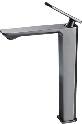 BiaoTeng Waschtischarmatur Einhebelarmatur Bad Waschbecken Messing Wasserhahn Bad Waschbecken Armatur FüR Waschbecken Badezimmer, grau Hoch