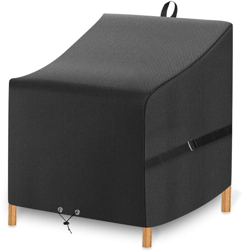 ZOALXZNT Gartenstuhl Abdeckung Wasserdicht, Schutzhülle Gartenstühle mit Kordelzug, Gartenstühle Abdeckhaube Anti-Uv, Gartenstühle Abdeckplane 420D Oxford-Stoff (68 * 68 * 80/120cm,Schwarz)