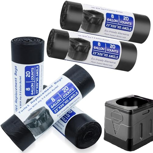 100 Stück Toilettenbeutel Schwarz Set,Biologisch Abbaubare Toilettenbeutel,Beutel für Campingtoiletten,Wasserdichte Trenntoilette Zubehör, für Mobile Toiletten, Wandern, Reisen