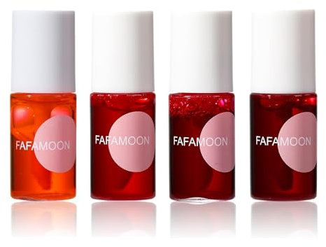 Fafamoon Long Lasting Lip Gloss - 4 Colors Fruit Juice Lip Tint Set,Mini Liquid Water Tint,Waterproof Lip Stain,Multi-Use Lip And Cheek Tint,Non-Sticky Moisturizing Lip Stain (4Colors)