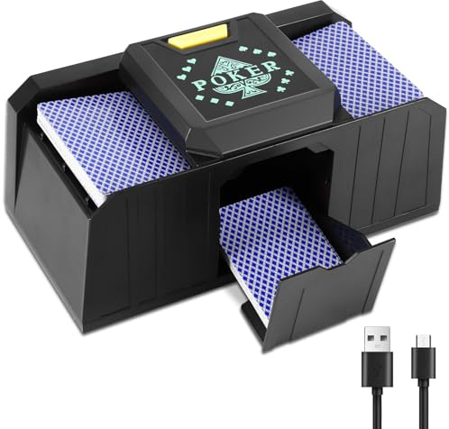 ZONJIE Automatic Card Shuffler Machine 2 Deck, Upgraded silent model Electronic Casino Poker Card Shuffling, USB/AA Battery Operated -One/Two Deck Card Shuffle Sorter, Cards Playing Tool Accessories
