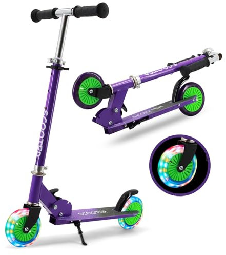 Y-RAIN Monopattino per bambini con 3 altezze regolabili per bambini con ruote a LED, regalo per 3 + ragazzi e ragazze