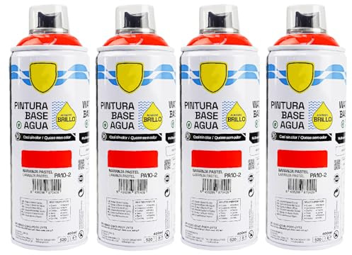 various - Pintura Spray Base Agua 400ml,Ecológica y Sin Olor,Para Muebles,Metal,Plástico y Madera,Colores Duraderos,Cobertura Uniforme - Naranja Pastel,4 unidad