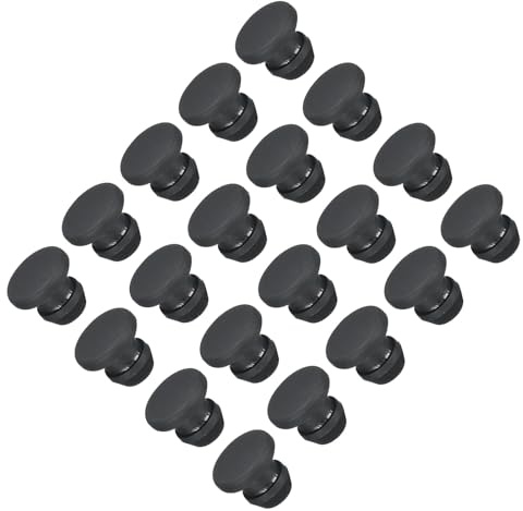 TOP-VIGOR 20Pcs Silicone Snap in Locking Hole Plugs, 5mm Diameter Hole Stoppers, Rubber Panel Seal Cover Flush Type Panel Round for Kitchen Rubber Bulkheads Waterproof Sealing Plugs, Black