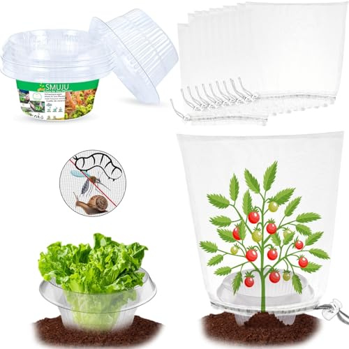 【12 Pezzi+12 Pezzi Rete】Collari anti-lumaca, anellini per insalata, per respingere le lumache con efficacia migliorata del 99%, Protezione per Piante di PET, Insalata in Plastica, Ø24 cm, Trasparente