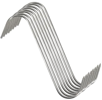 Paraphee Stainless Steel Meat Hooks, 20Pcs Heavy Duty S-Shaped, 3.7mmx18cm, Ideal for BBQ, Smoking, Roasting, Hanging Meats