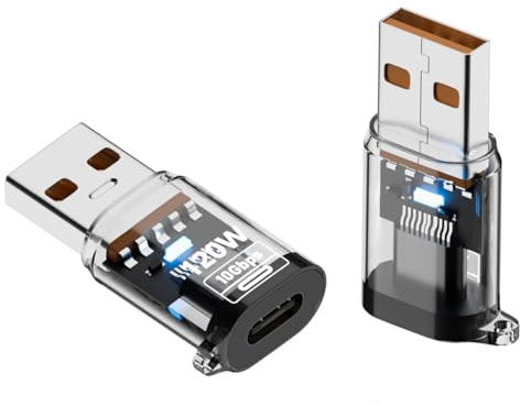 PD 120W USB 3.2 macho a USB C hembra conector de pantalla digital 10Gbps USB tipo C hembra a USB 3.2 Gen 2 macho adaptador de monitoreo de carga USB A a C detección en tiempo real (2 piezas