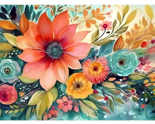 Roter Blütenstand Malen nach Zahlen Erwachsene,Paint by Numbers kits for Adult,DIY Leinwand Acrylfarbe Handgemalt Ölgemälde für Home Wand Décor Geschenk,rahmenlos 40x50cm