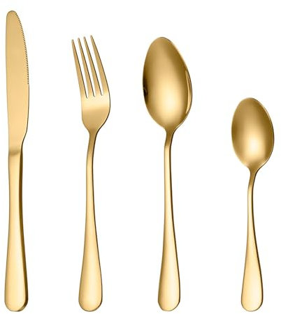 Utensilios de Viaje, Cubiertos de Vajillas de Acero Inoxidable con Estuche de Almacenamiento Utensilios de Viaje con Estuche con Cubiertos de Viaje con Estuche con Cubiertas (GOLD)