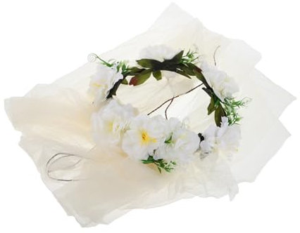Healeved Brautschleier Mit Blumenkrone Für Frauen Hochzeit Stirnband Spitze Schleier Kopfschmuck Blumenkranz Zubehör Für Braut Strandparty