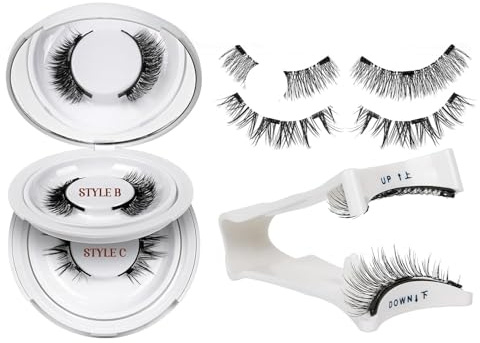 Magnetic Eyelashes Kit (Style A4) – 2 Pairs Reusable Glue-Free Lashes with Applicator & Mirror Case