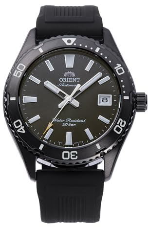 Orient Sports Mako 40 mm automatisk manuell uppdragning vattentät herrklocka AC0Q, Svart silikon, Sporter