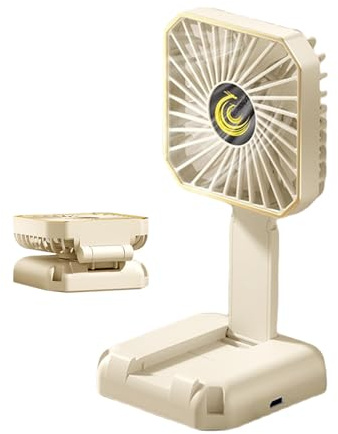 BommFu Small Handheld Fan - Foldable Cooling Handheld Desk Fan | Air Cooler 3 Speeds with Phone Stand, Battery Operated Cool Gadgets for Men Women Girls Outdoor Travel