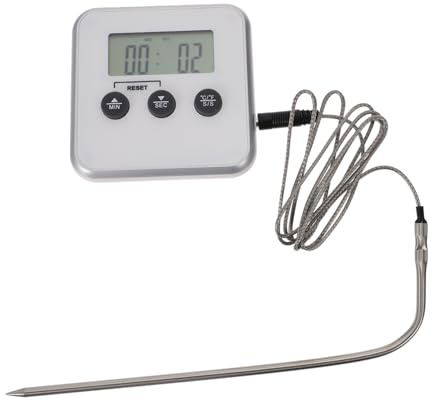 BESTYASH Termometro Per Barbecue Digitale Allarme e Magnete, Sonda Da Cucina in Abs Per Grigliate e Cottura Precisa, Display Grande Modalità Timer, Per Carne, Pesce e Bevande