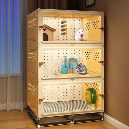 Chinchillakäfig - Frettchenkäfig, 3 Ebenen, Lebensraum, Trennwand für 2-3 Kleintiere, Leicht Zu Beobachten, für Ratten, Kaninchen, Igel, EichhöRnchen