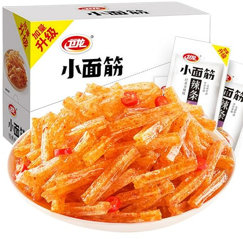 LaTiao (24 g x 20 sacs) Snack chinois épicé, collations chinoises, collations asiatiques, fête, latiao, bandes chaudes classiques pour le bureau, légumes emballés individuellement